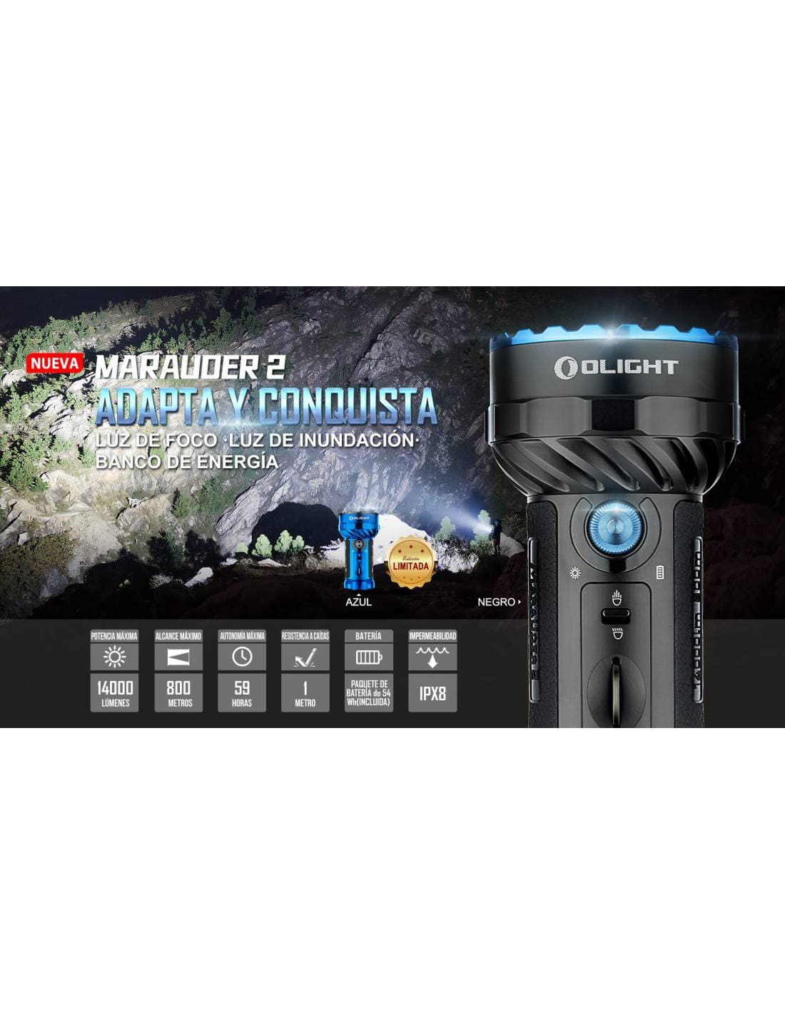 Linterna Marauder 2 14000 lúmenes dual. Olight - Imagen 5