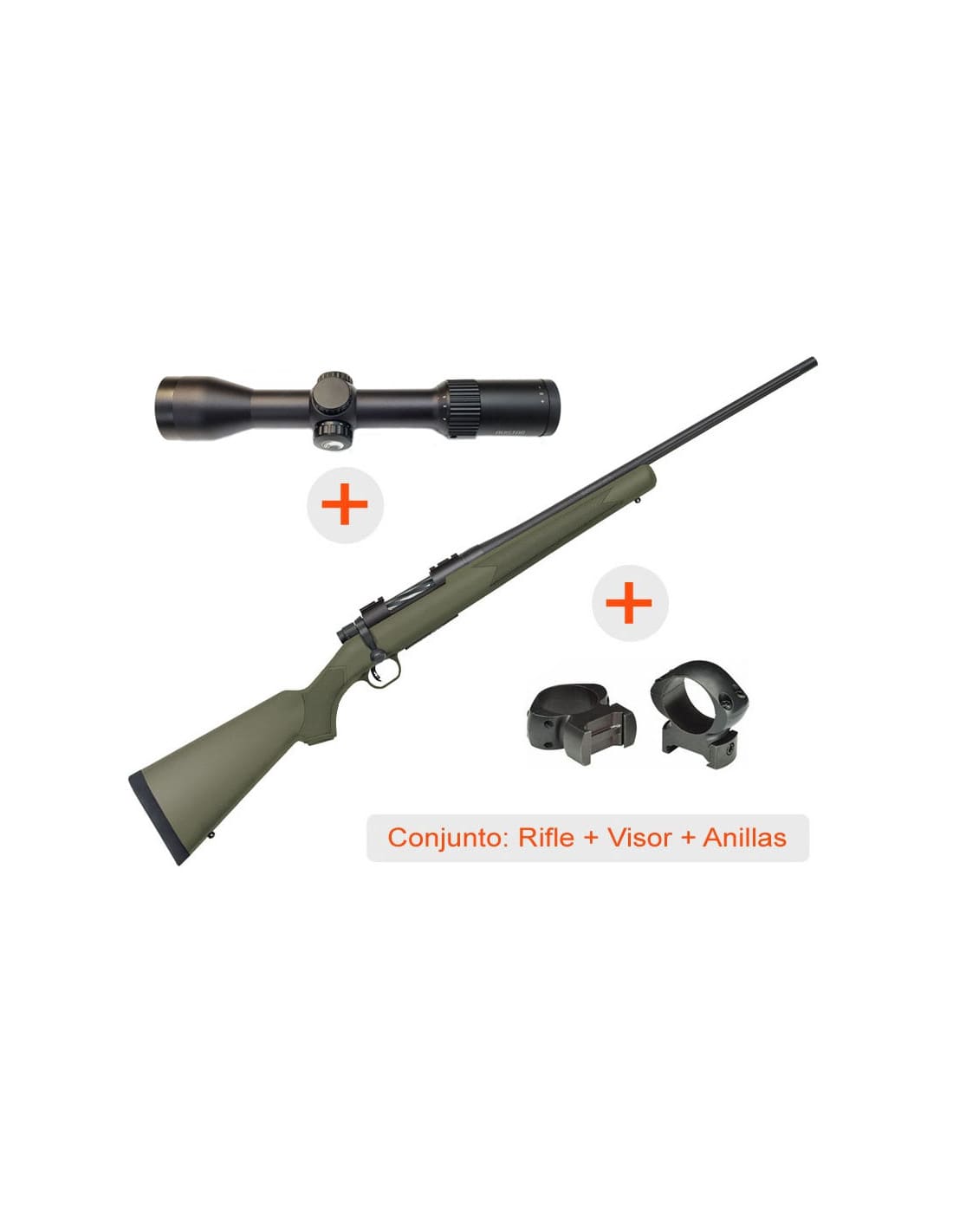 Rifle de cerrojo MOSSBERG Patriot Synthetic OD Creedmoor + Visor AVISTAR 1,5-6x42 R.I. + Anillas WEAVER Grand Slam